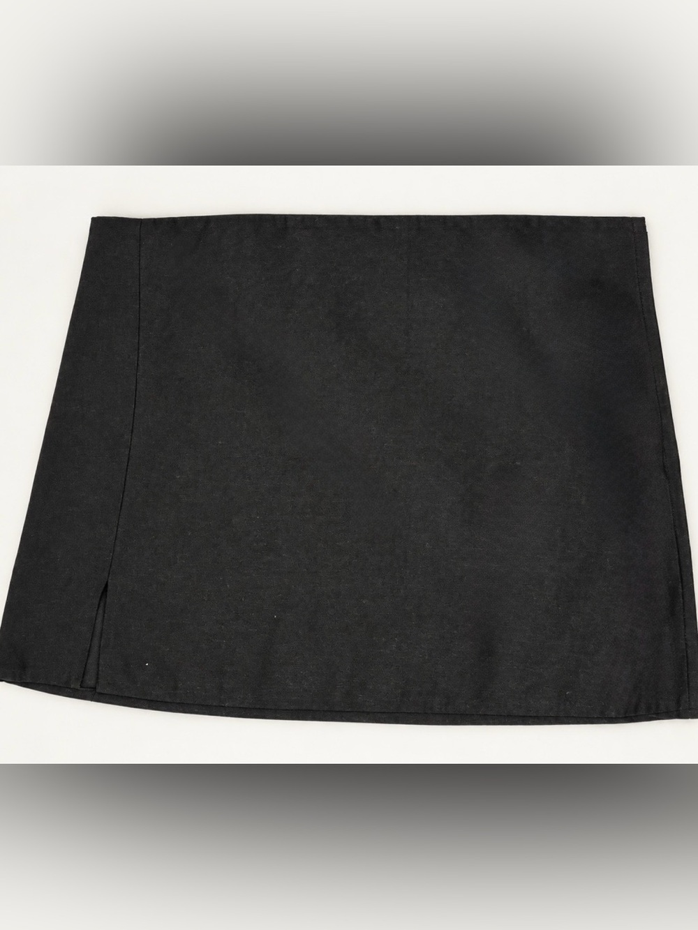 Vestique Black Linen Blend Mini Skirt Size S Side Slit Hidden Zip